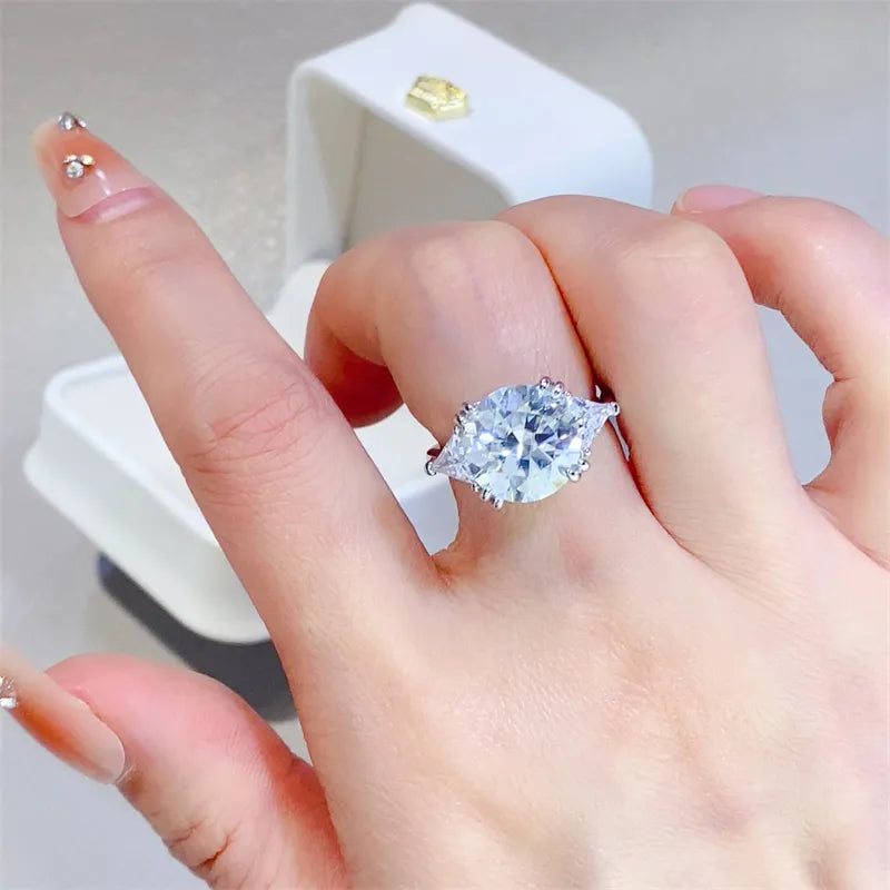 5 Carat Moissanite Sterling Silver Ring in Silver - women's ring