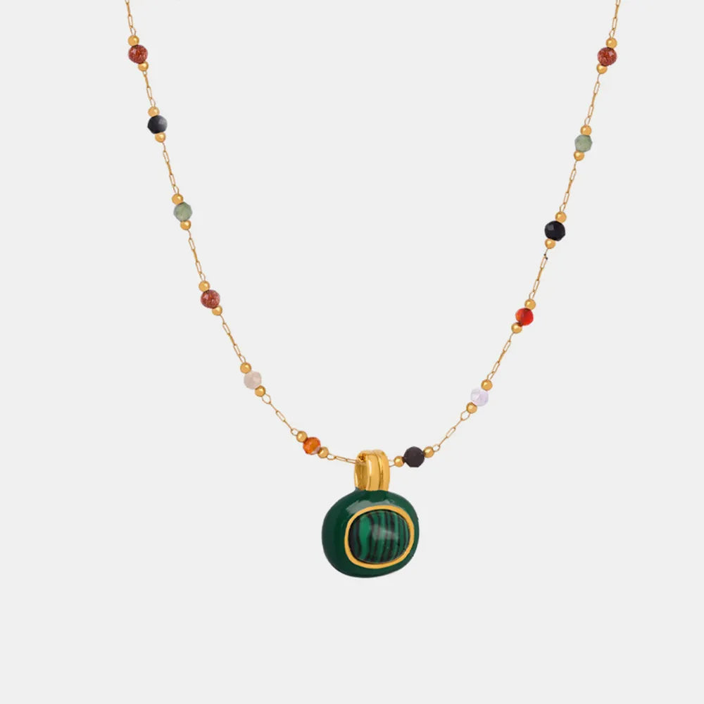 Titanium Steel Gold-plated Bead Necklace in Style C - women's necklace
