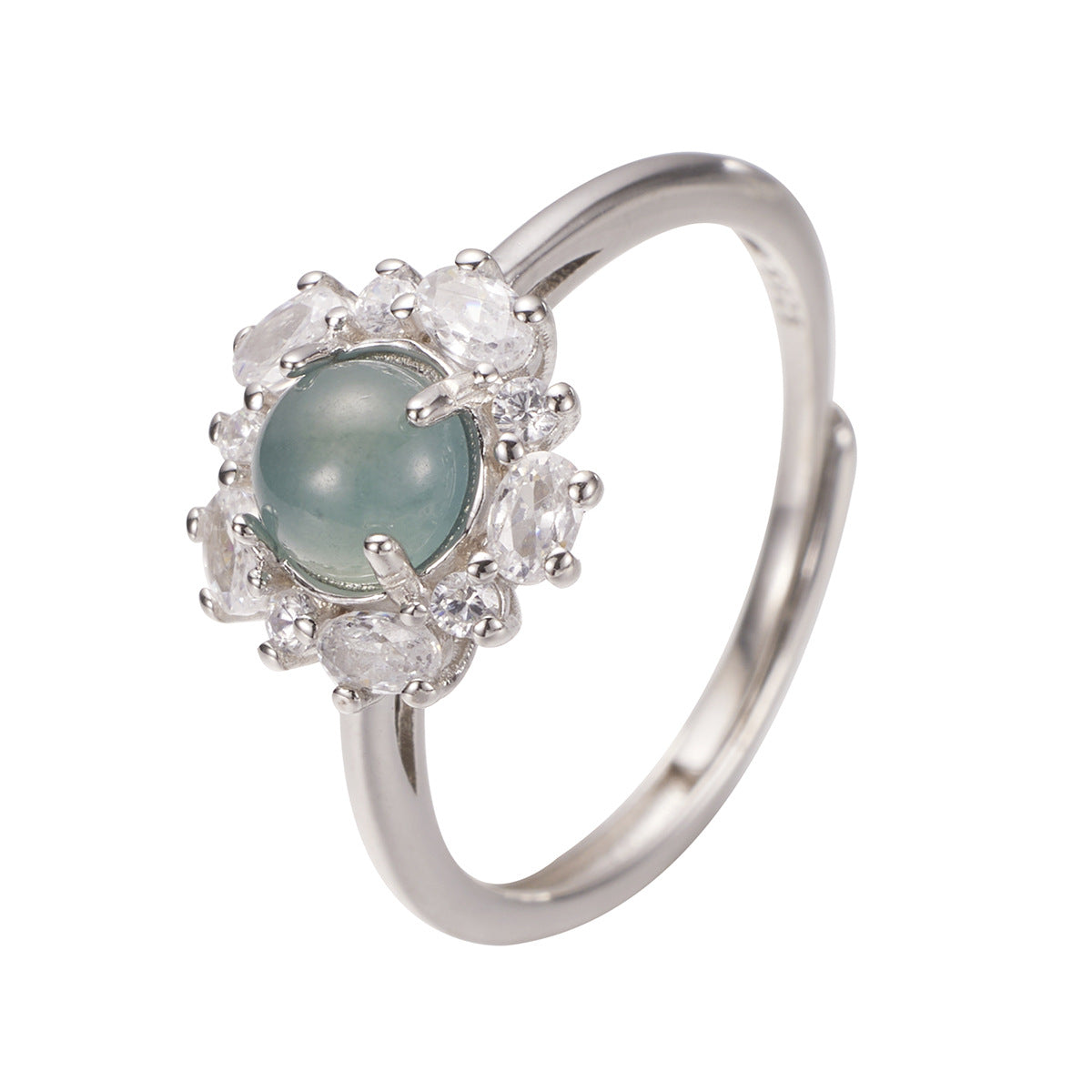 Sterling Silver Jadeite Ring - alternate ring view