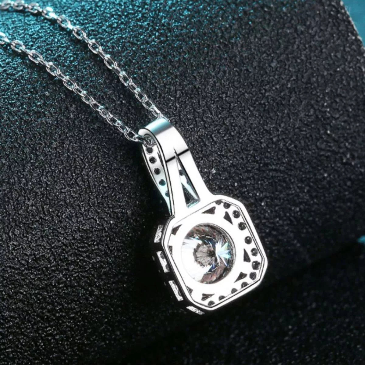 5 Carat Moissanite Sterling Silver Pendant Necklace - alternate necklace view