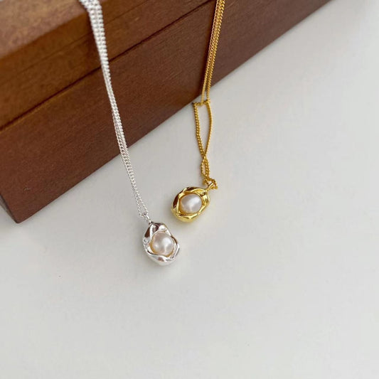 Sterling Silver Pearl Pendant Necklace in Silver - women's pendant necklace