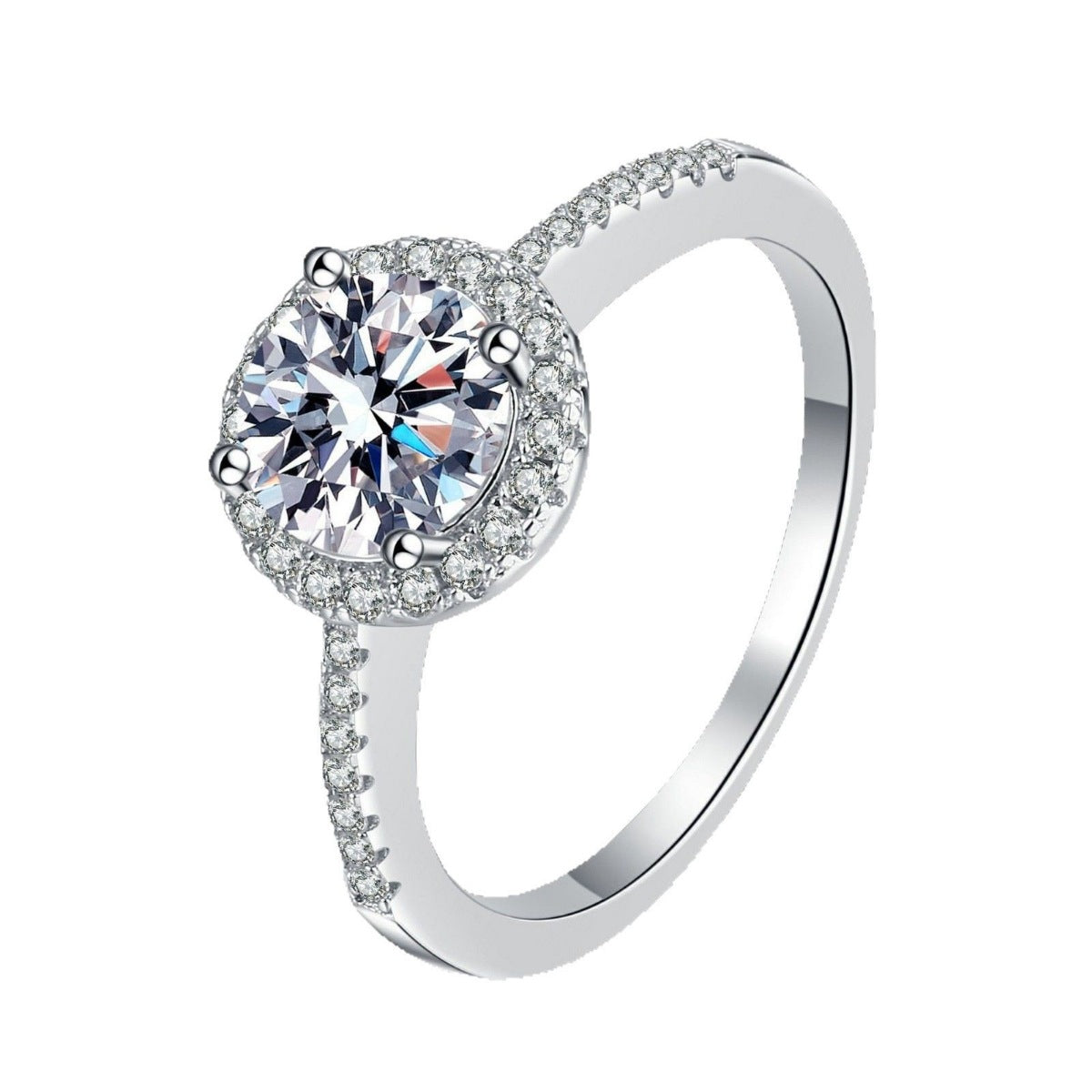 1 Carat Moissanite Sterling Silver Ring - alternate ring view