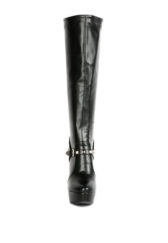 Stud Stiletto Platform Boots