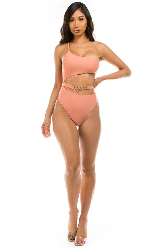 One Shoulder Cutout One Piece