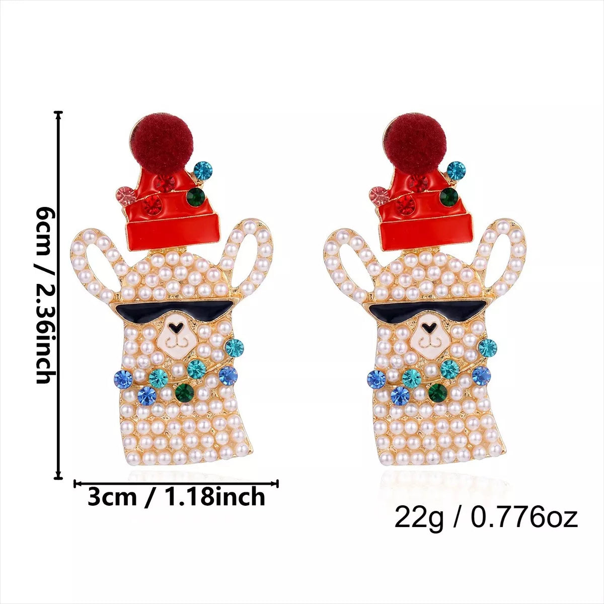 Christmas Rhinestone Earrings - alternate earring view