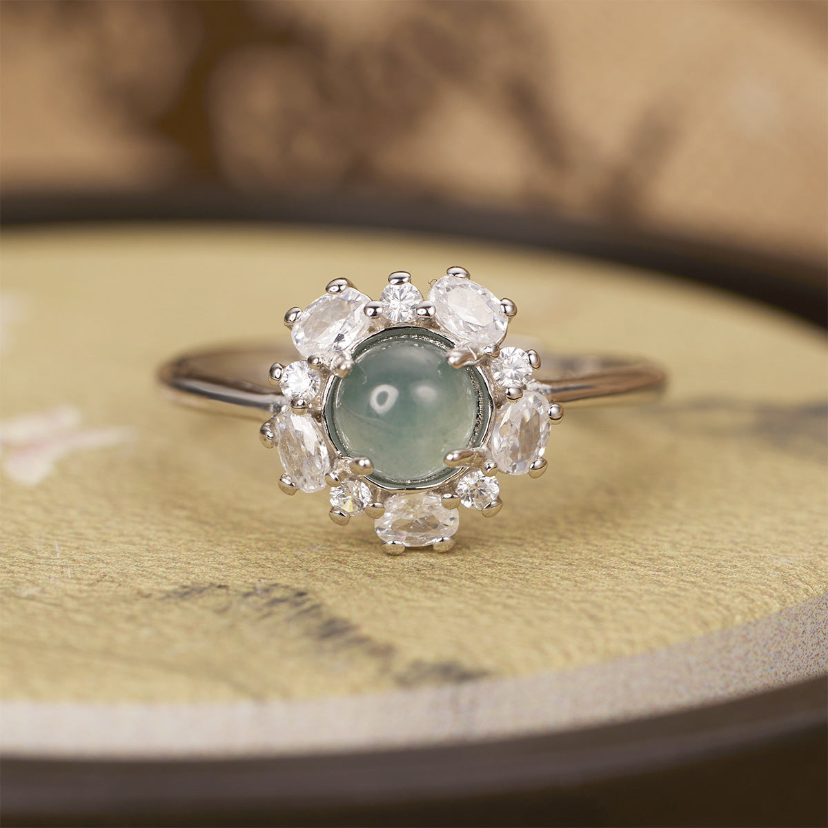 Sterling Silver Jadeite Ring in Silver - women's ring