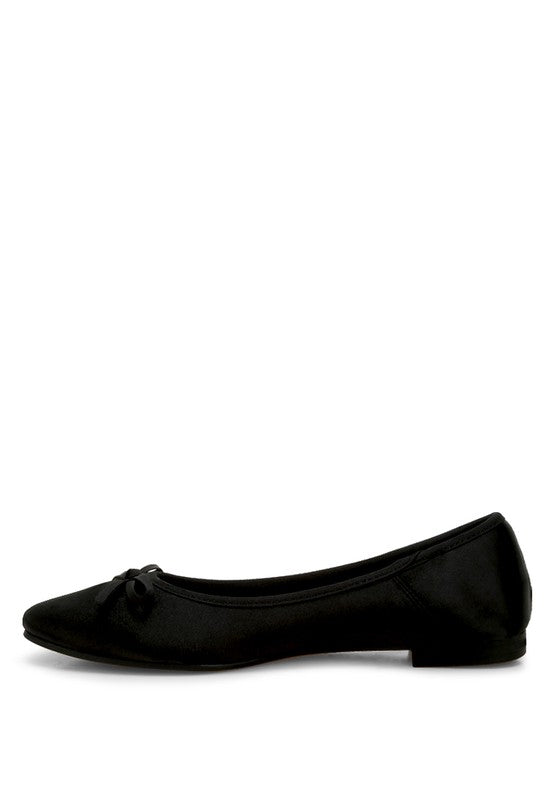 Satin Bow Embellished Ballerinas