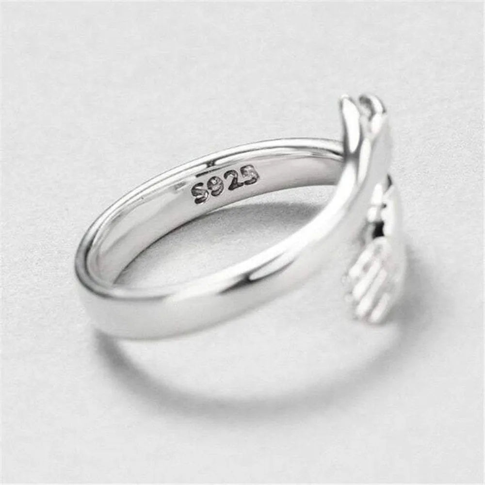Hug Shape Sterling Silver Bypass Ring - alternate ring view