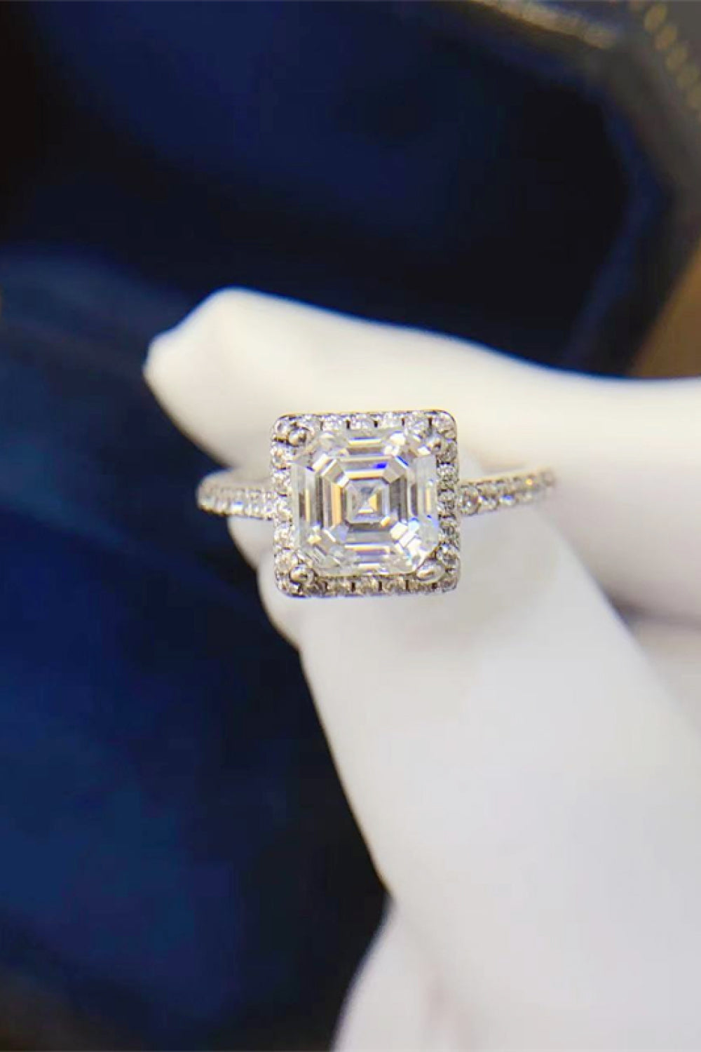 2 Carat Moissanite Sterling Silver Ring in Silver - women's ring