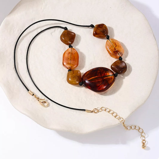 Acrylic Beaded Statement Necklace - alternate necklace view