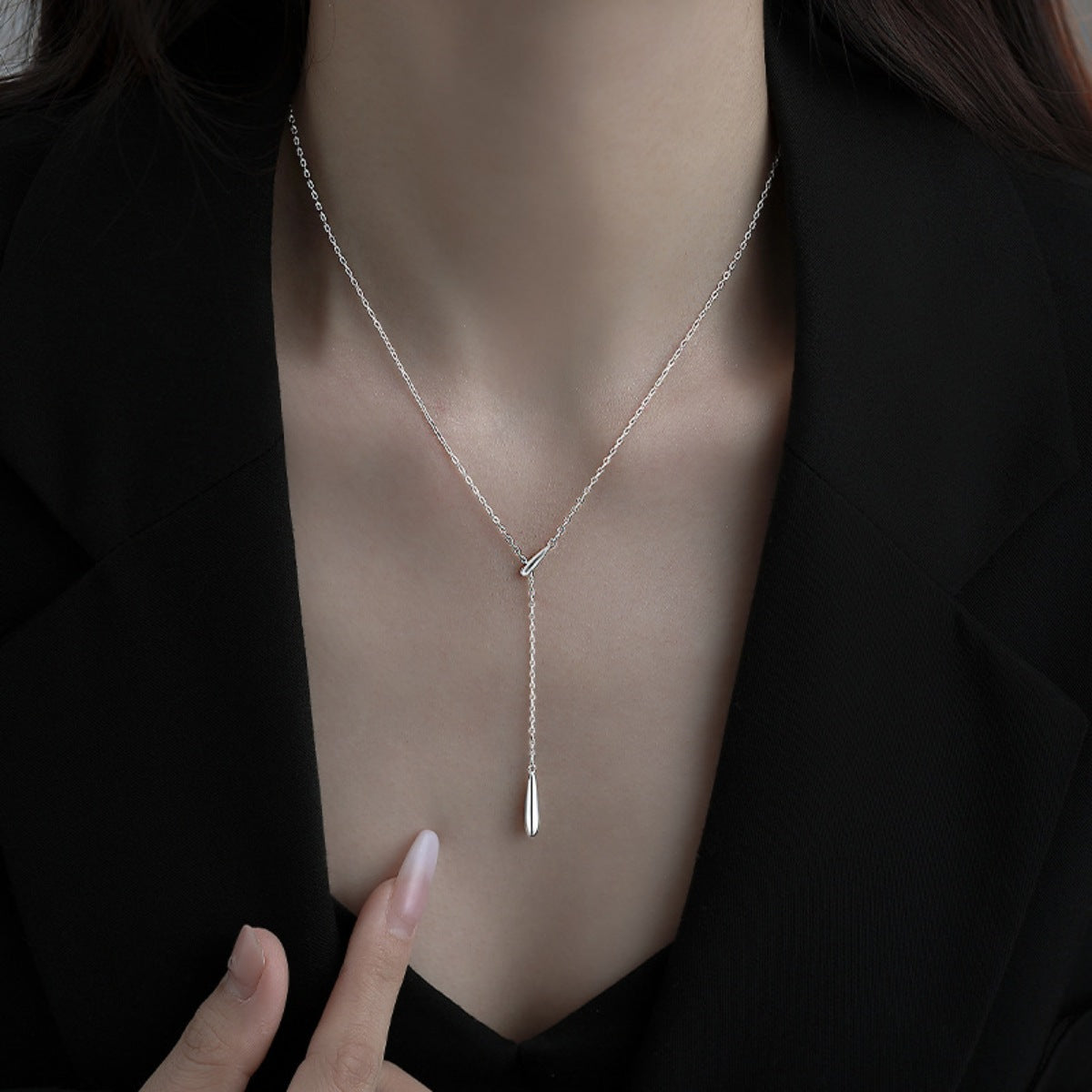 Sterling Silver Y-Shaped Pendant Necklace - alternate necklace view