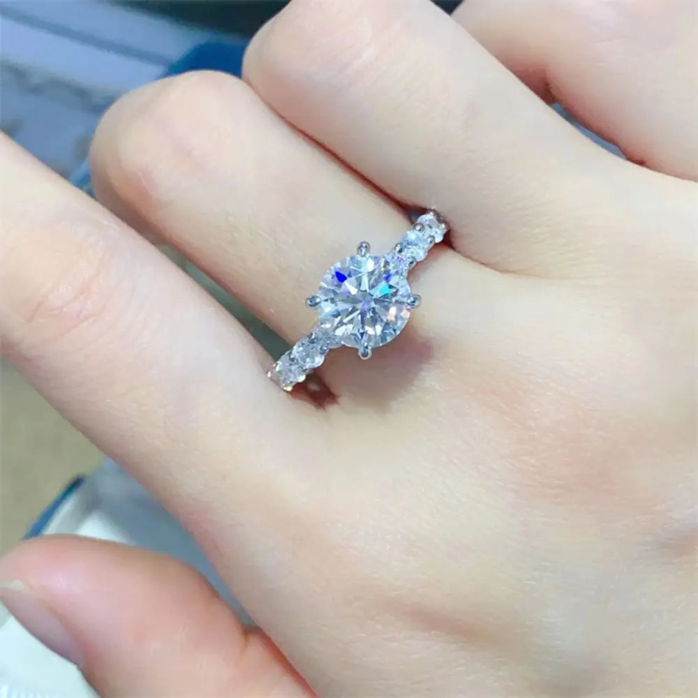 2 Carat Moissanite Sterling Silver Ring in Silver - women's ring