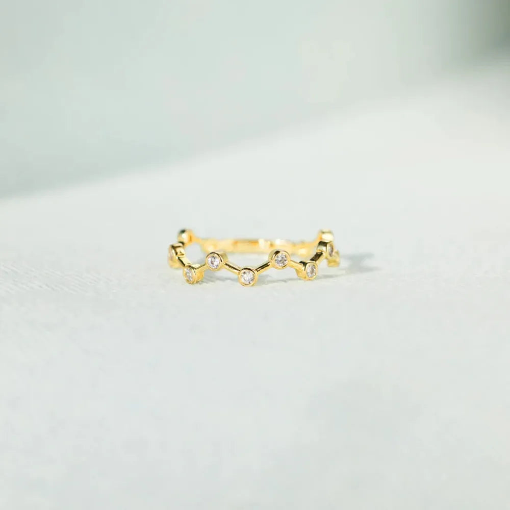 18K Gold-Plated Sterling Silver Zircon Ring in Gold - women's ring