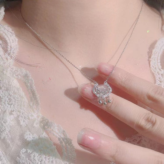 Auspicious Lock Pendant Necklace in Silver - women's pendant necklace