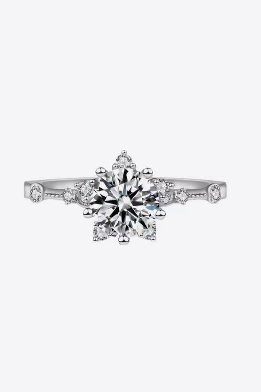 1 Carat Moissanite 6-Prong Ring in Silver - women's ring
