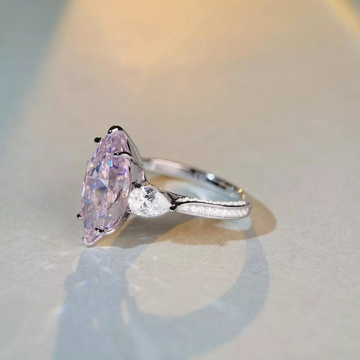 Sterling Silver Geometric Ring in Pink - women's ring