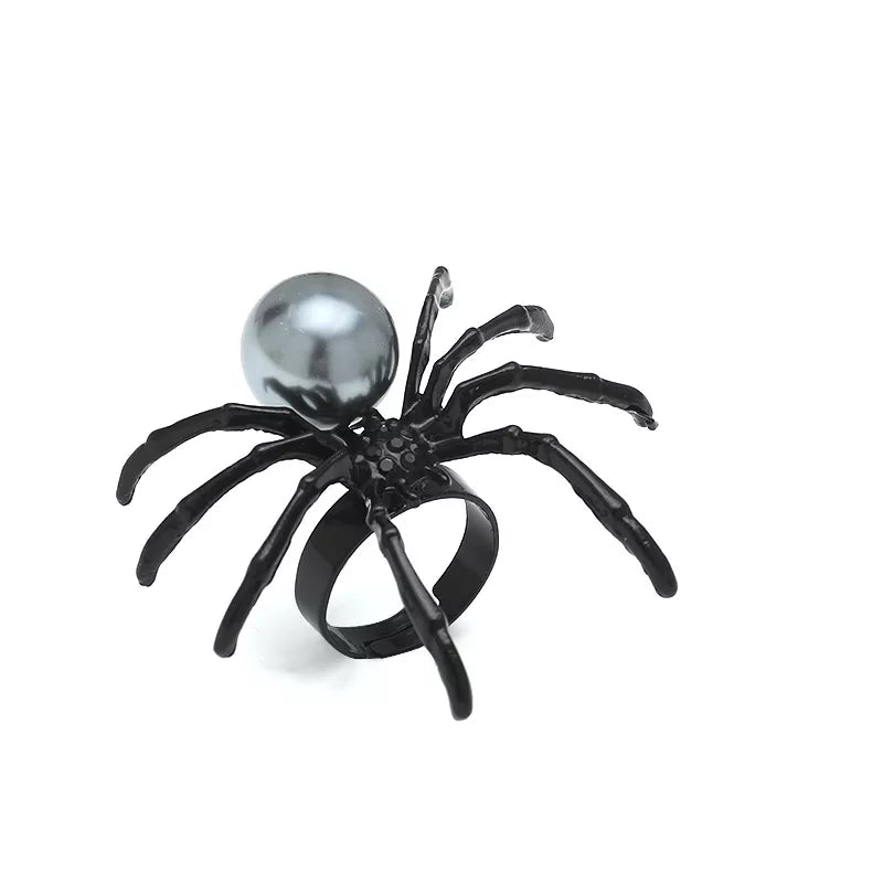 Halloween Spider Pearl Ring - alternate ring view