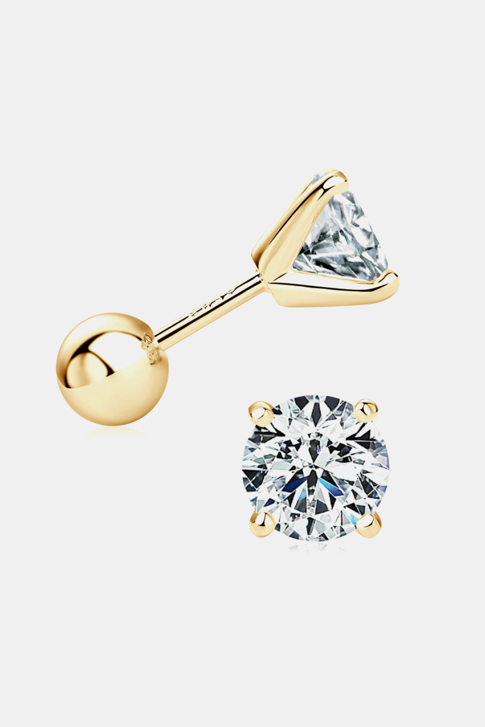 2 Carat Moissanite Sterling Silver Stud Earrings - alternate earring view