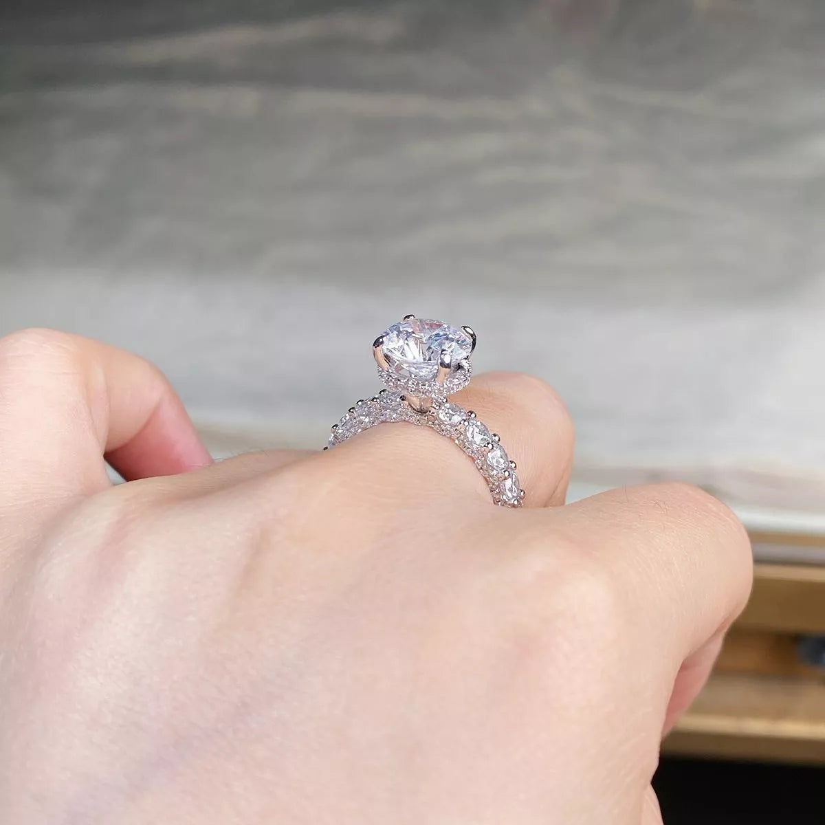3 Carat Sterling Silver Moissanite Ring in Silver - women's ring
