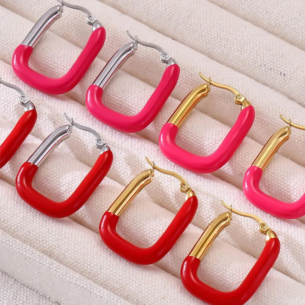 Stainless Steel Drip Oil Contrast Earring - alternate earring view