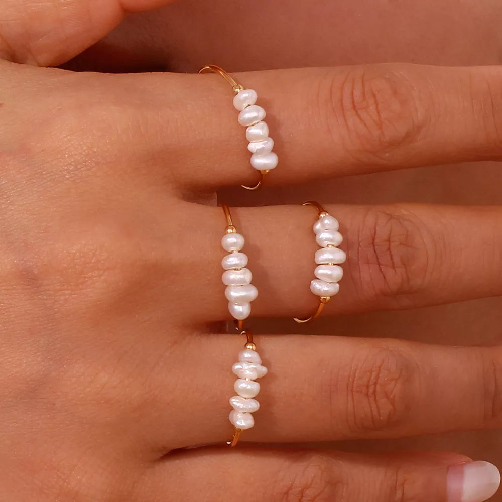 18K Gold-Plated Baroque Pearl Ring - alternate ring view