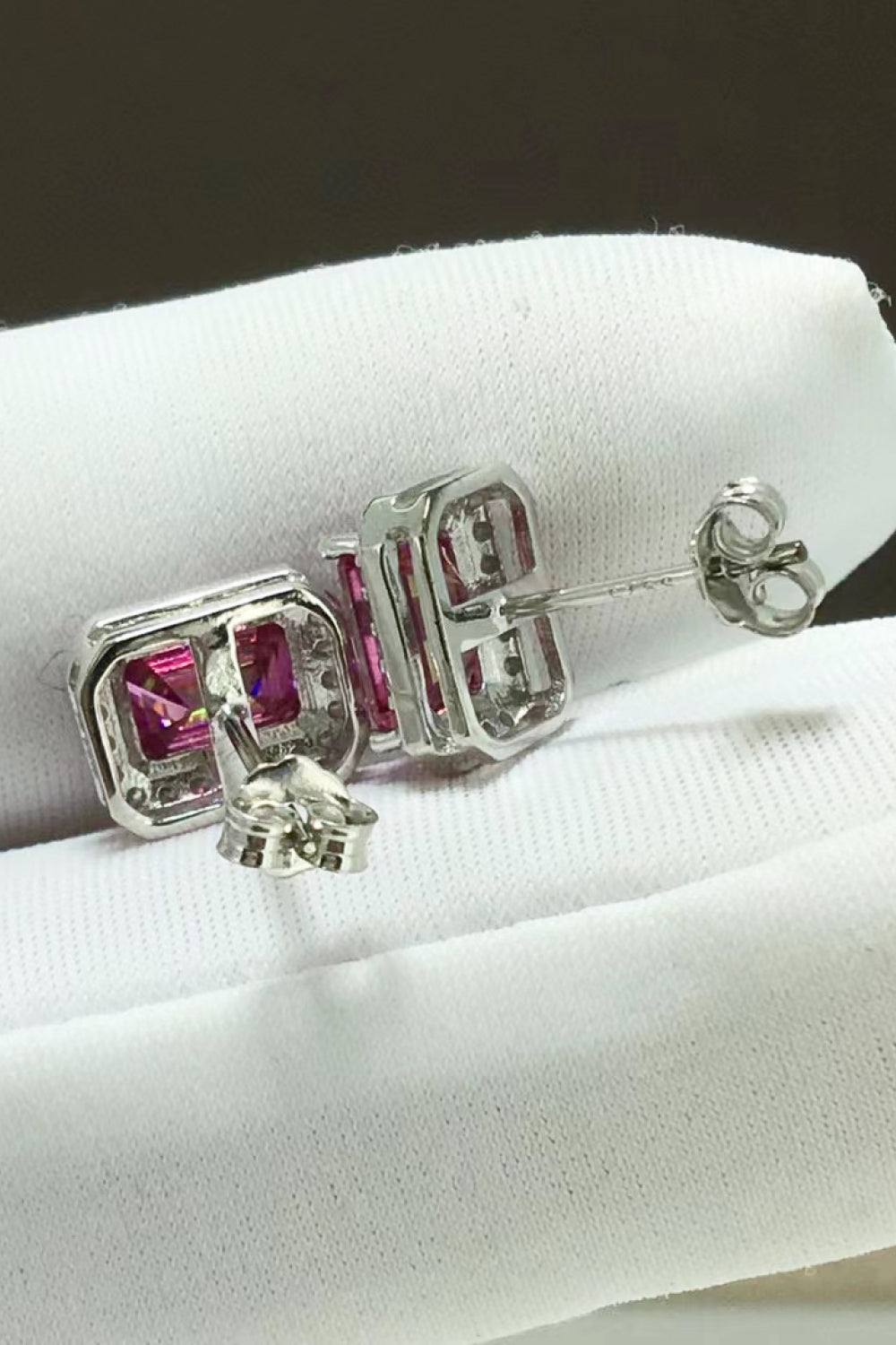 Shiny and Elegant 2 Carat Moissanite Stud Earrings - alternate earring view