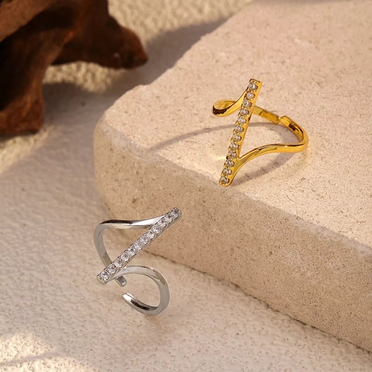 Irregular Rhinestone Ring in Gold - women's ring