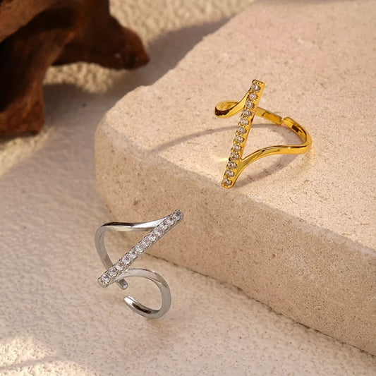 Irregular Rhinestone Ring in Gold - women's ring