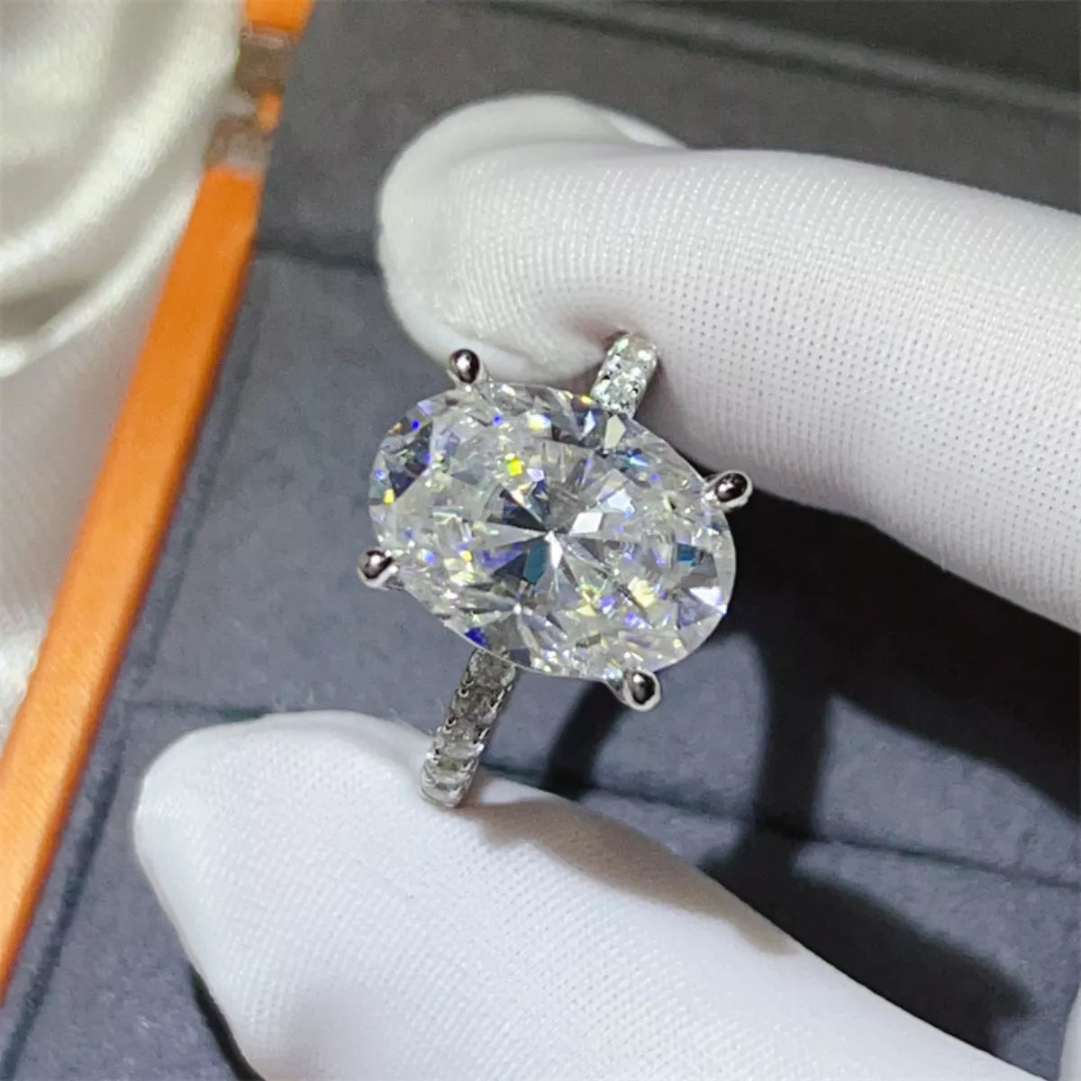 8 Carat Moissanite Sterling Silver Ring in Silver - women's ring