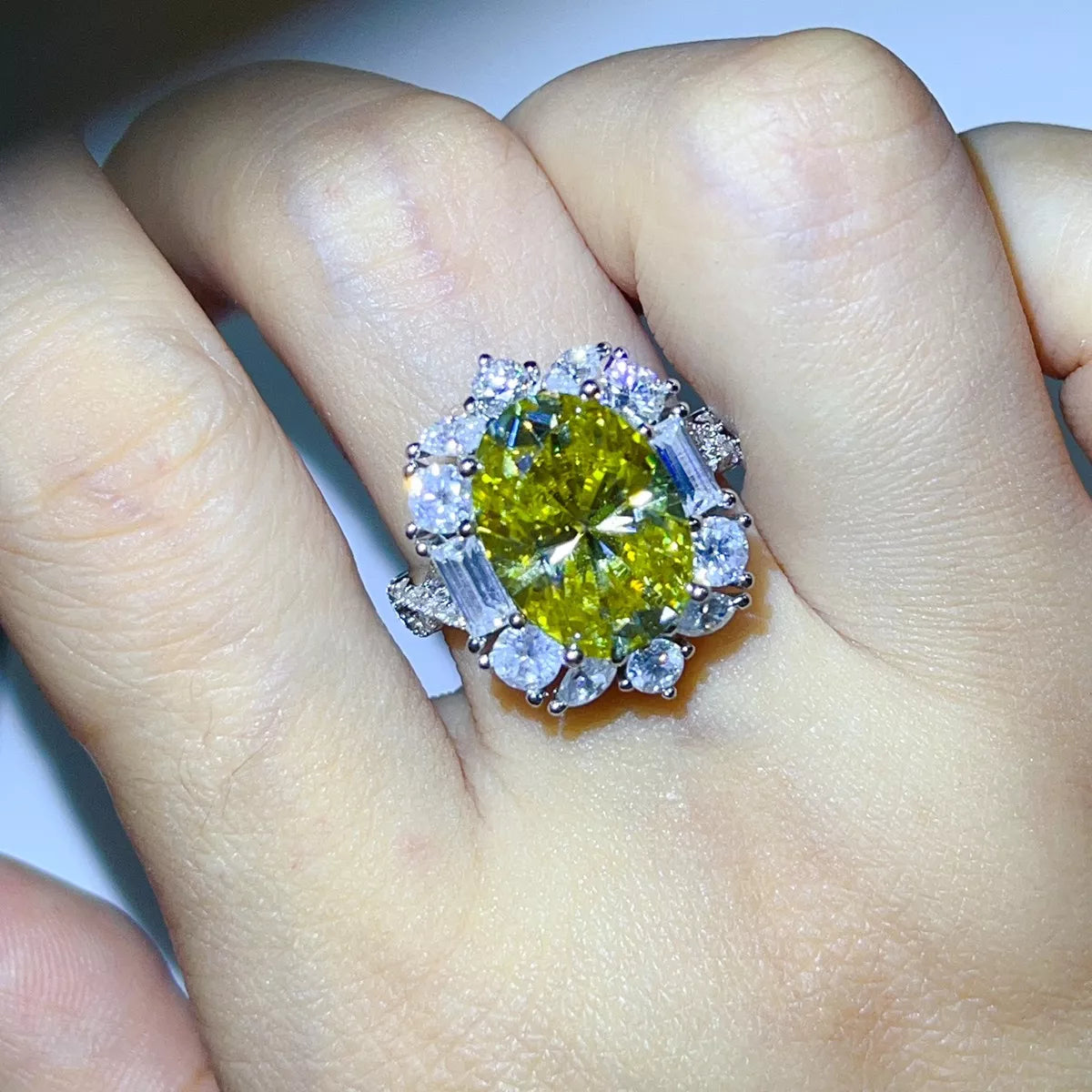 8 Carat Sterling Silver Moissanite Ring in Yellow - women's ring