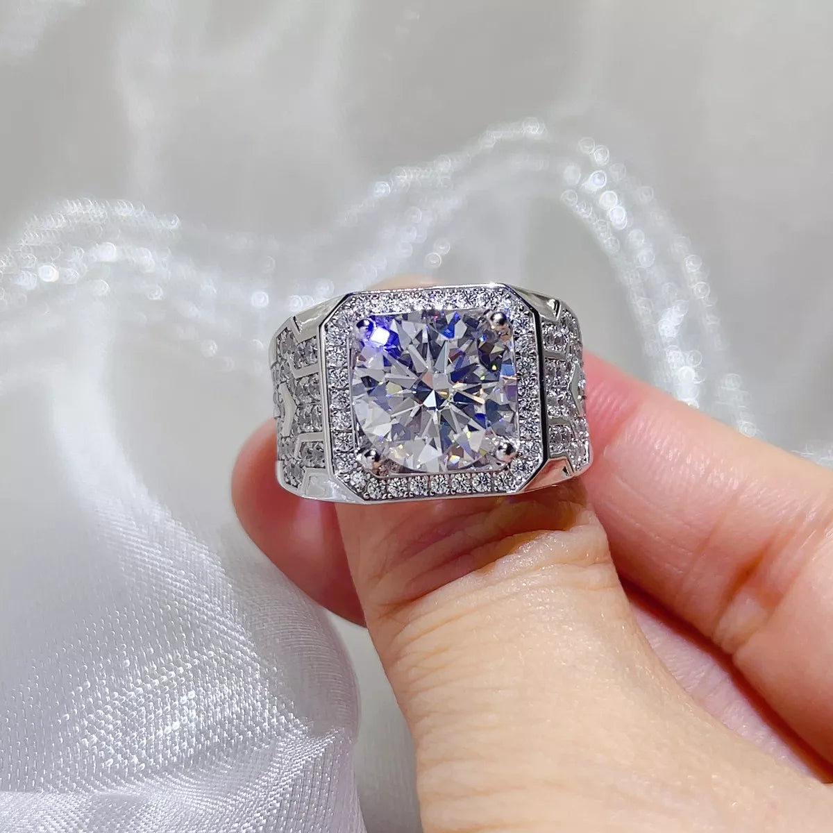5 Carat Sterling Silver Moissanite Ring in Silver - women's ring