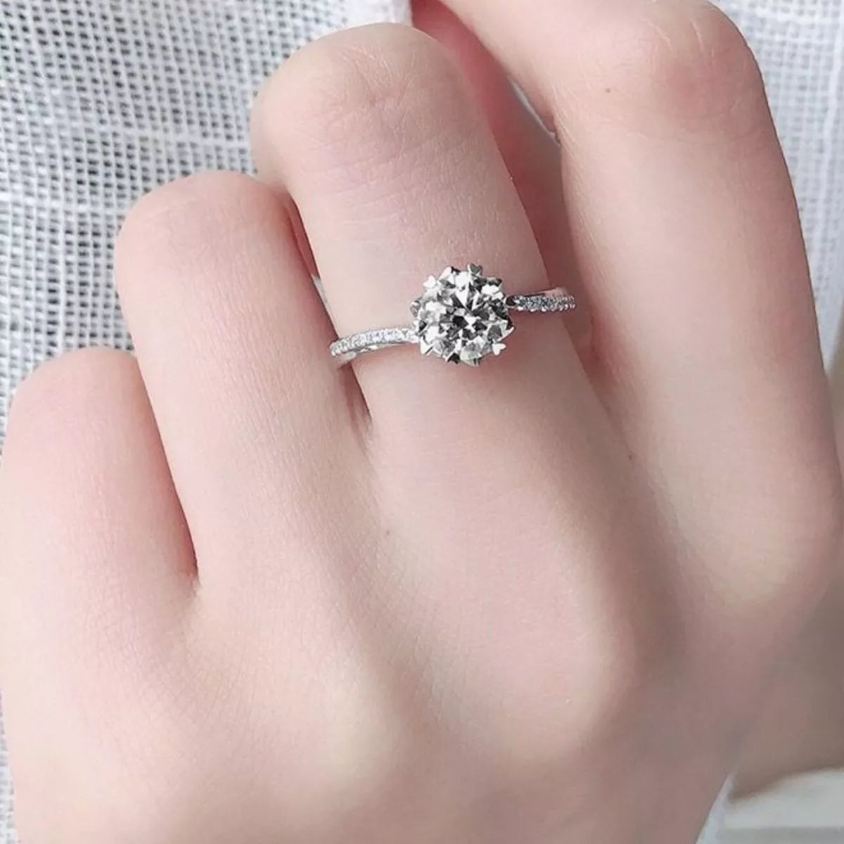 1 Carat Sterling Silver Moissanite Ring - alternate ring view