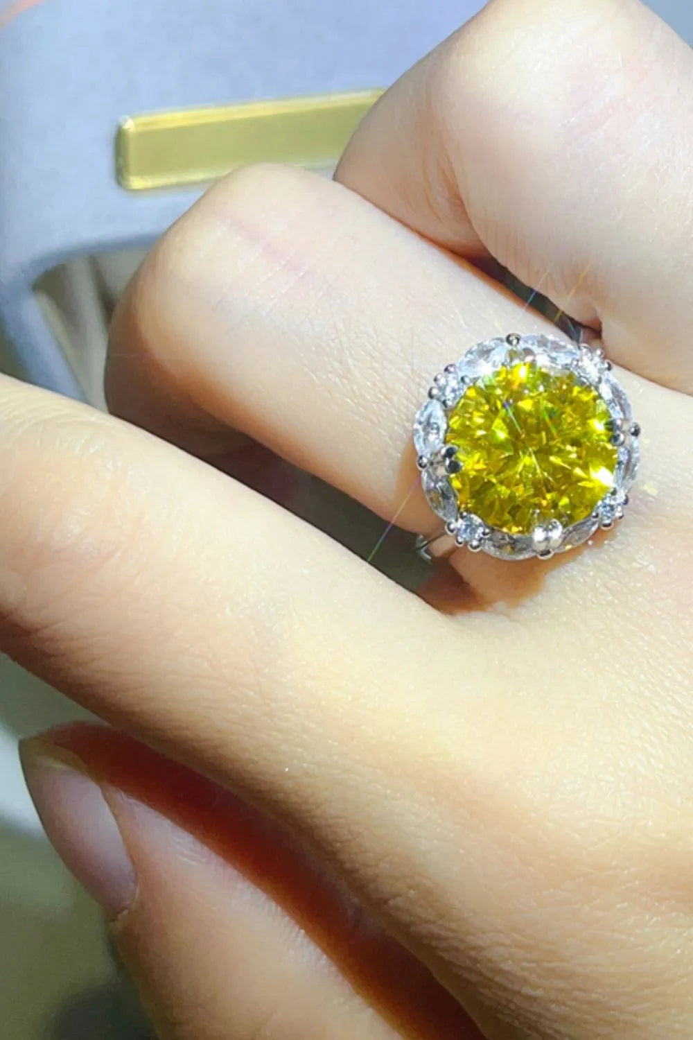 5 Carat Moissanite Sterling Silver Ring - alternate ring view