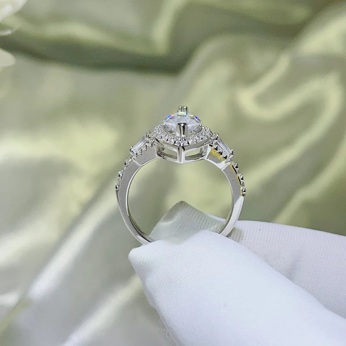 2 Carat Moissanite Sterling Silver Ring - alternate ring view
