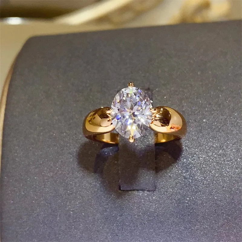 2 Carat Moissanite Sterling Silver Ring in Gold - women's ring