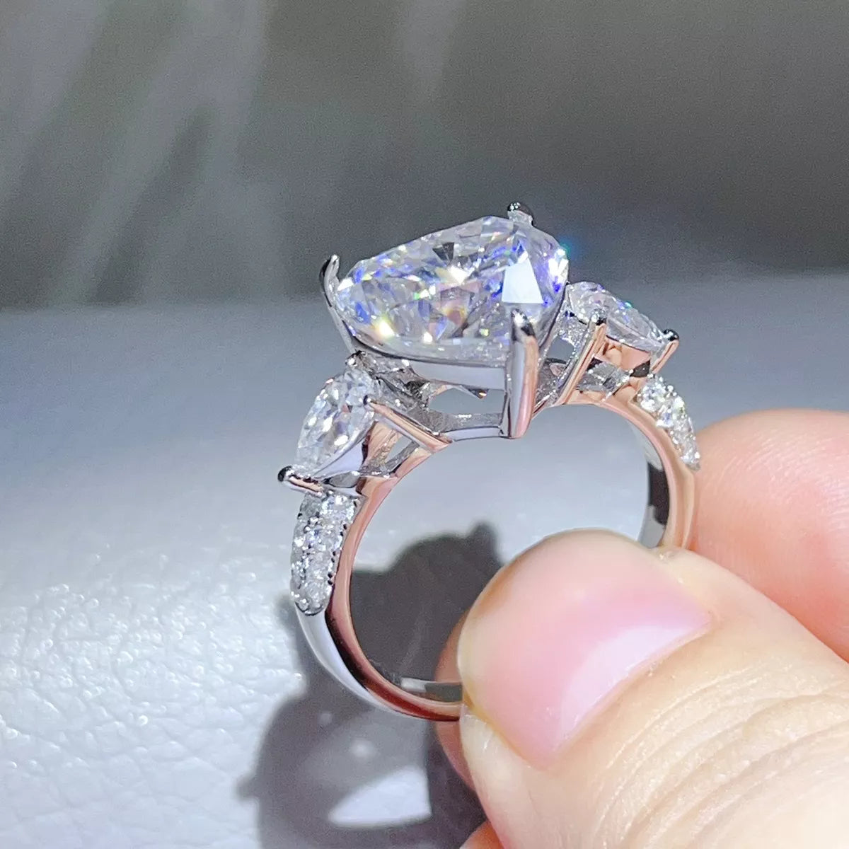 6 Carat Sterling Silver Moissanite Heart Ring in Silver - women's ring