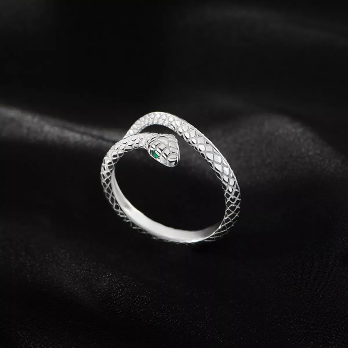Sterling Silver Snake Bypass Ring - alternate ring view