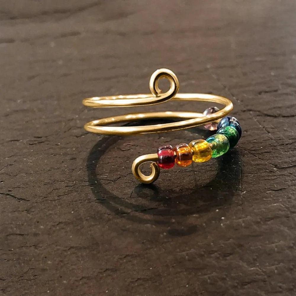 Sterling Silver Bead Wrap Ring - alternate ring view