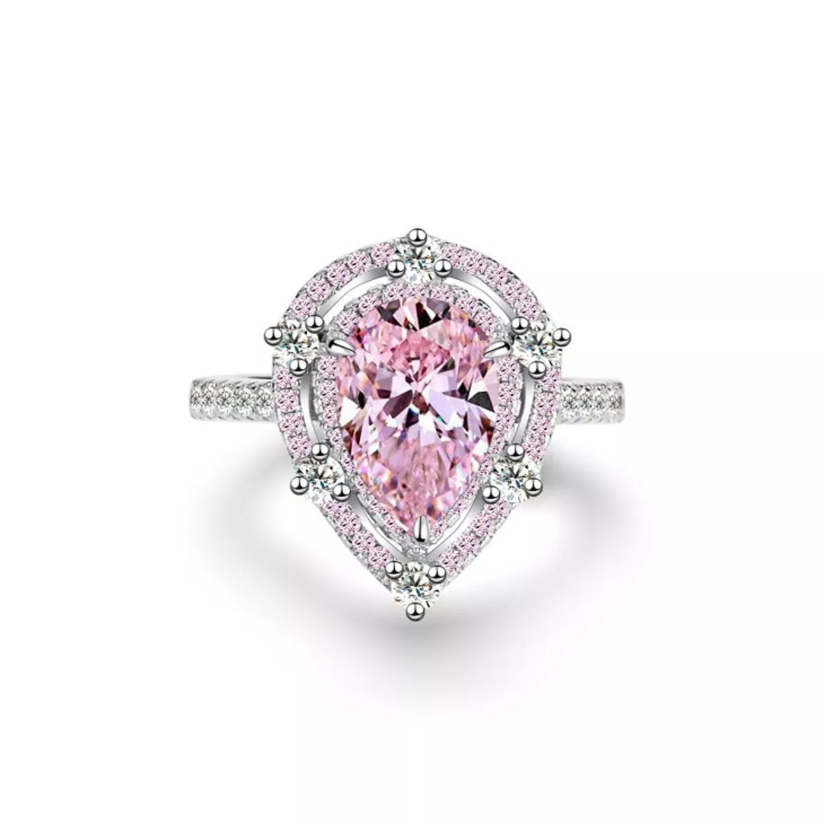 Sterling Silver Zircon Geometric Ring in Style A - women's ring