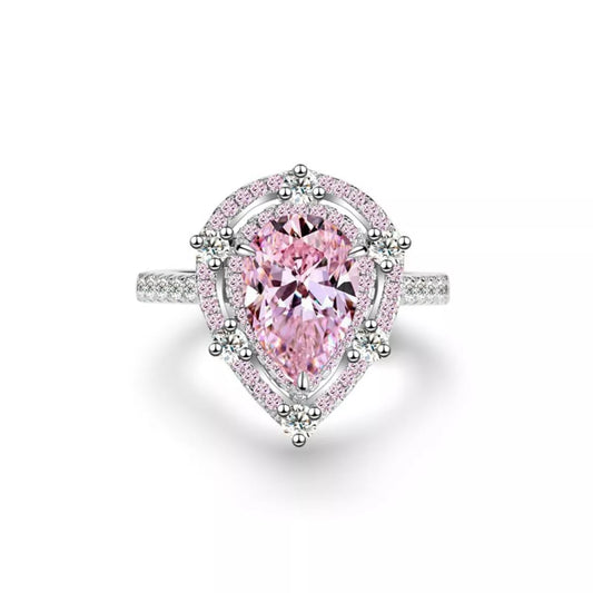 Sterling Silver Zircon Geometric Ring in Style A - women's ring
