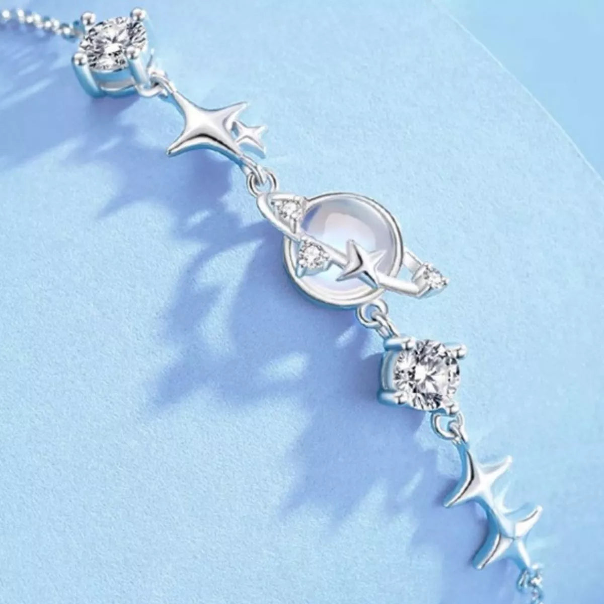 Sterling Silver Zircon Star Adjustable Bracelet - alternate jewelry view