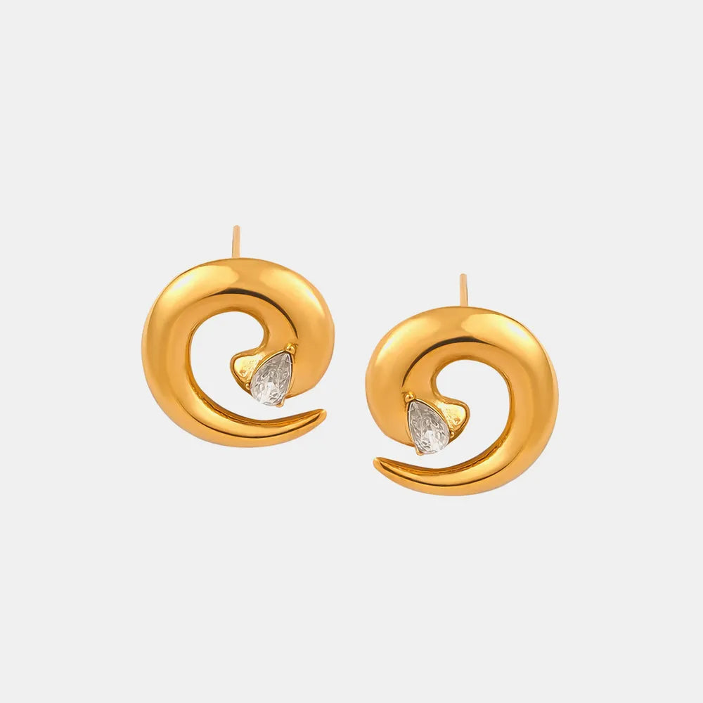 Titanium Steel Zircon Spiral Shape Earrings in Silver - women's earrings