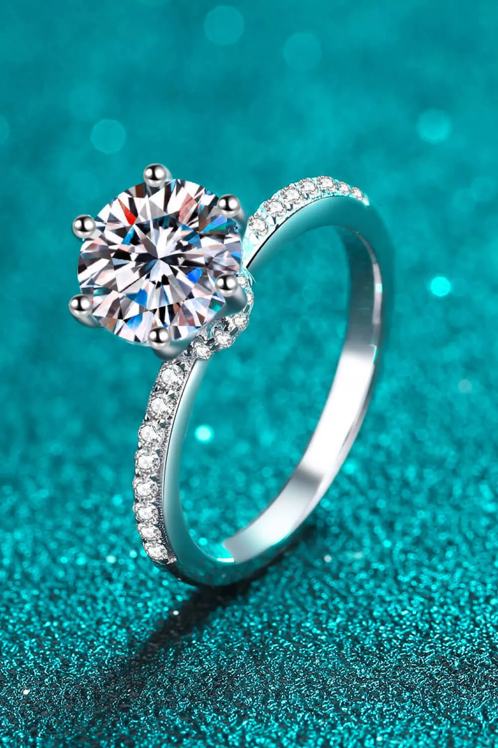 Sterling Silver 2 Carat Moissanite Ring in Silver - women's ring