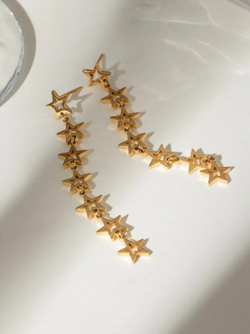 Stainless Steel Cutout Star Earrings - alternate earring view