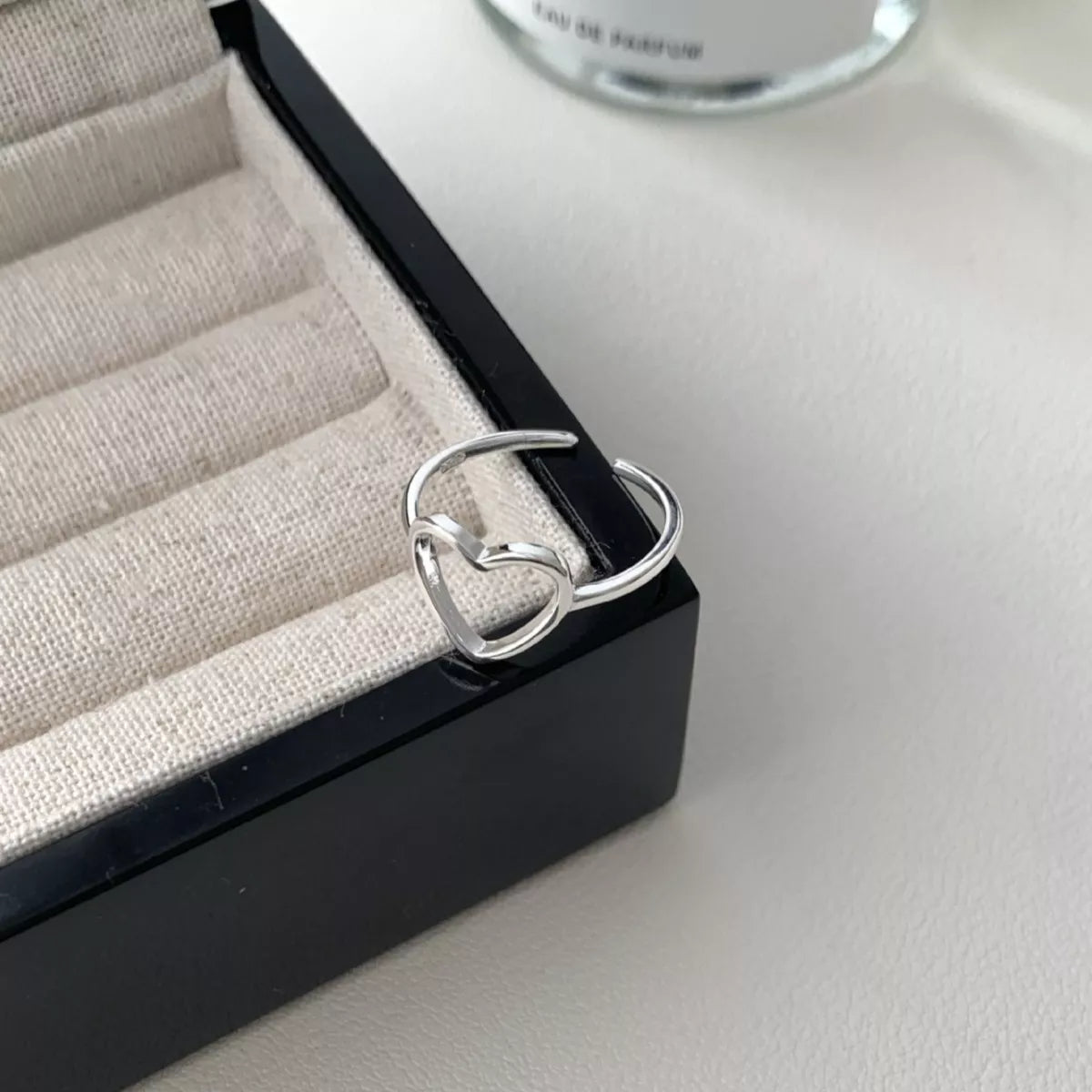 Sterling Silver Heart Open Ring - alternate ring view