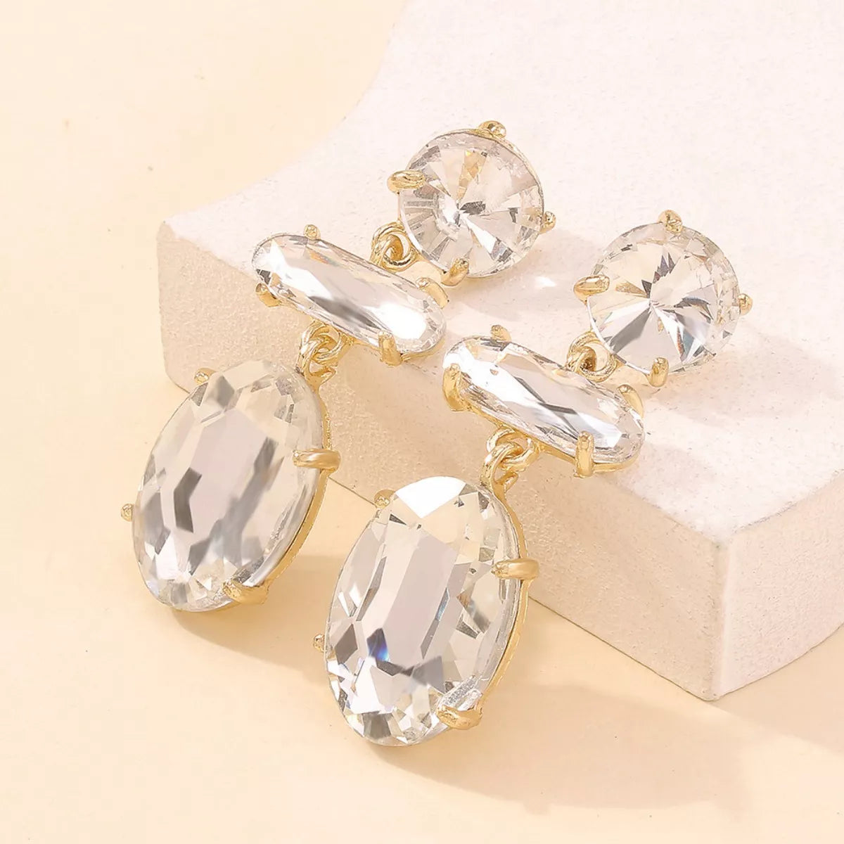 Alloy Geometric Dangle Earrings - alternate earring view