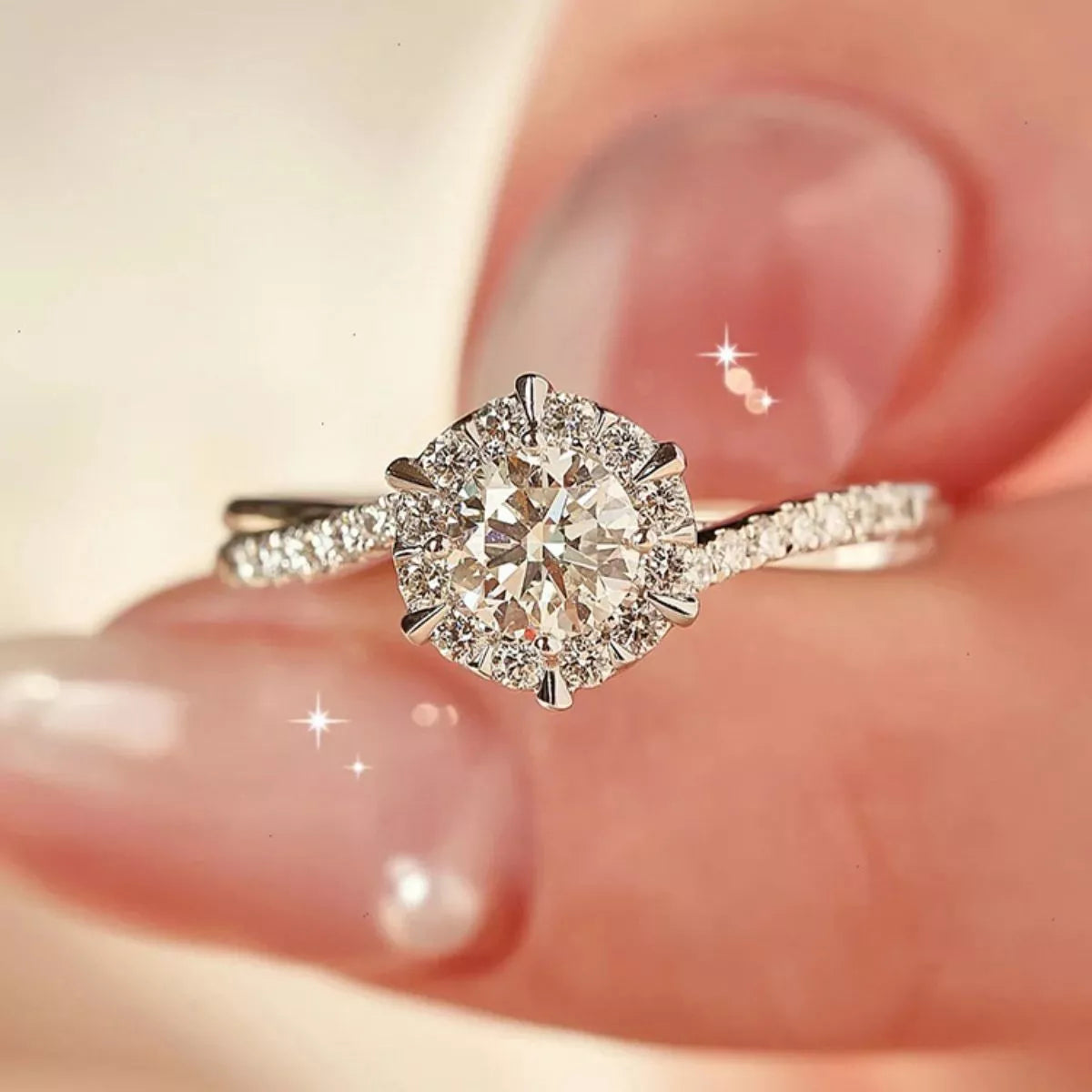 2 Carat Moissanite Sterling Silver Ring - alternate ring view