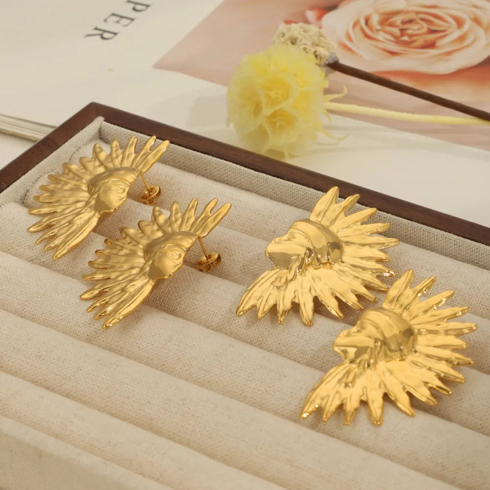 Titanium Steel Gold-Plated Earrings - alternate earring view