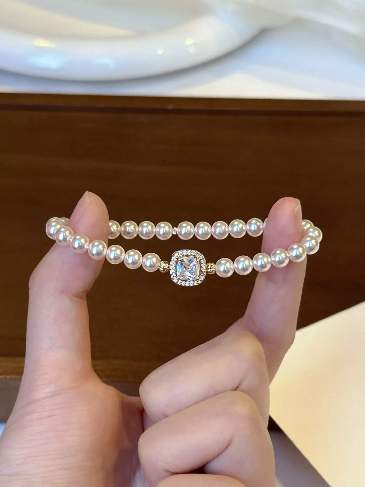 18K Gold-Plated Pearl Bracelet in White - women's pearl bracelet