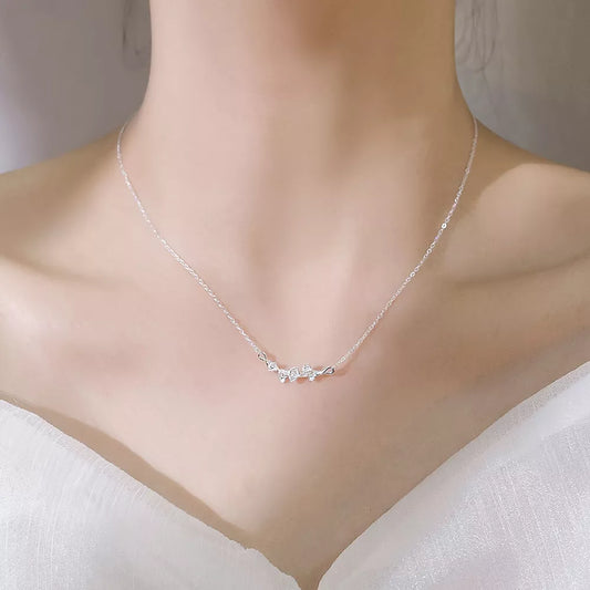 Sterling Silver Ginkgo Leaf Necklace in Silver - women's necklace